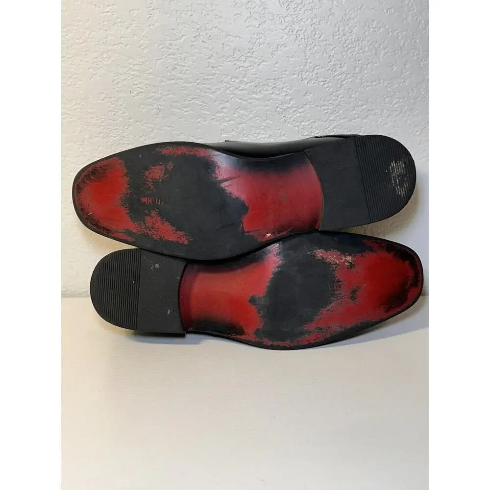 Giorgio Brutini Size 11M Men's Black Lace Up Oxford Style Red Bottom Dress Shoes